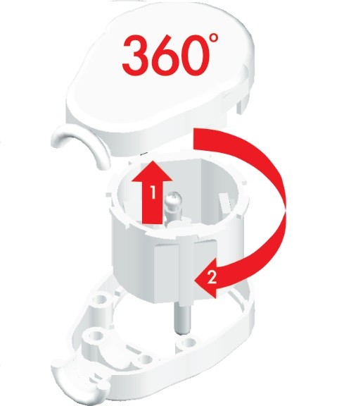 Grounded swivel plug WT-07-2 360°/45° 16A/250V white