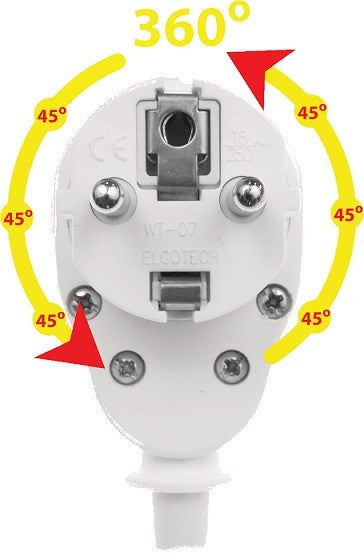 Grounded swivel plug WT-07-2 360°/45° 16A/250V white