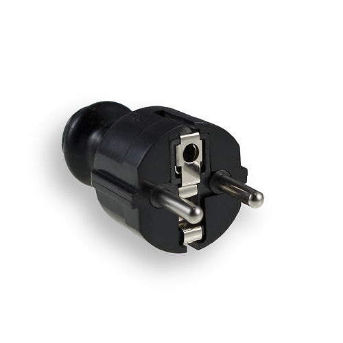Straight plug with grounding UNISCHUKO black Elgotech