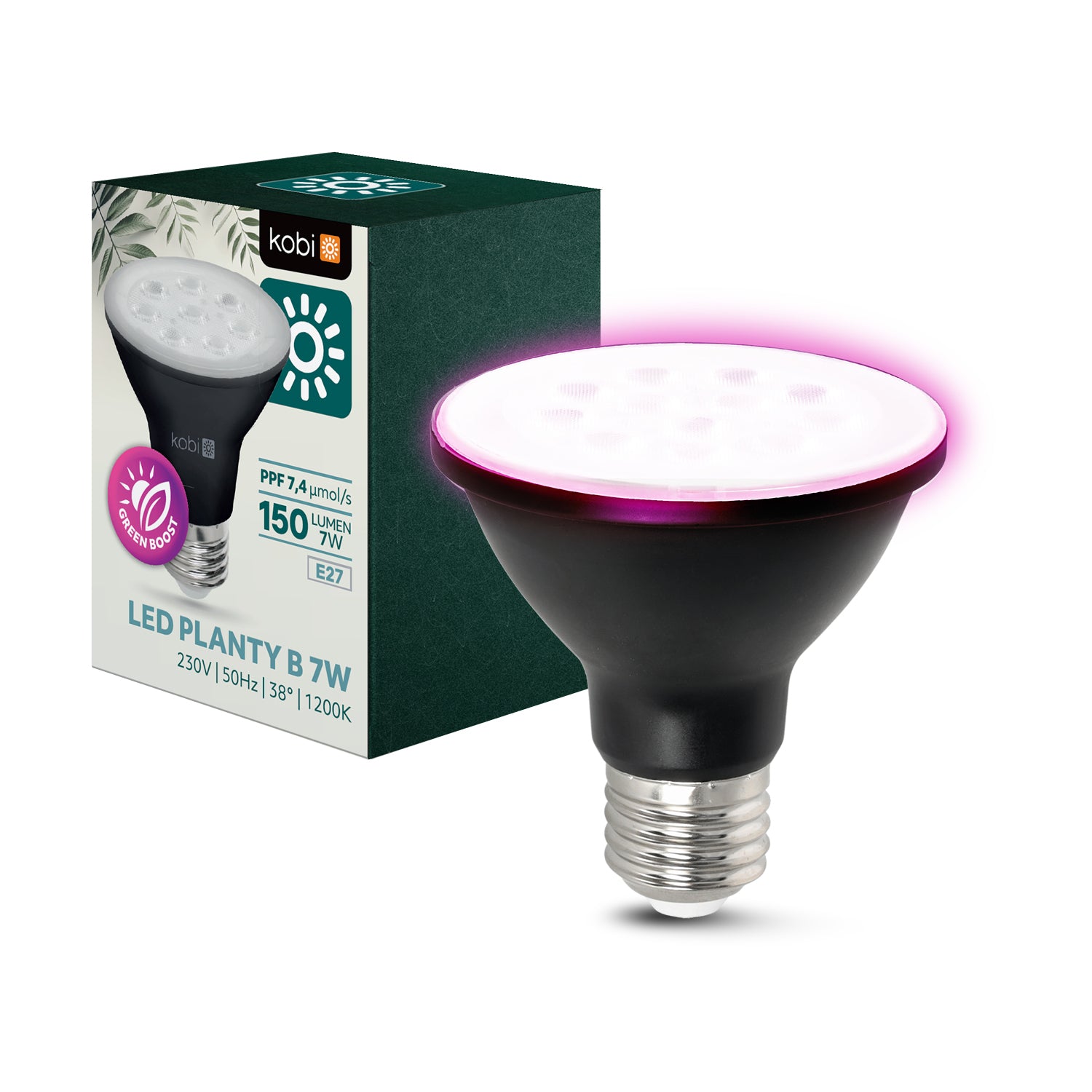 LED grow bulb LED PLANTY B E27 7W E27 1200K Black Kobi Design