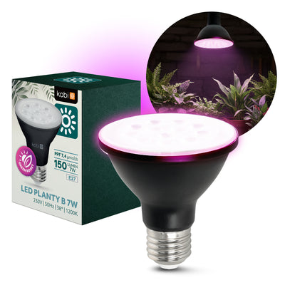 LED grow bulb LED PLANTY B E27 7W E27 1200K Black Kobi Design