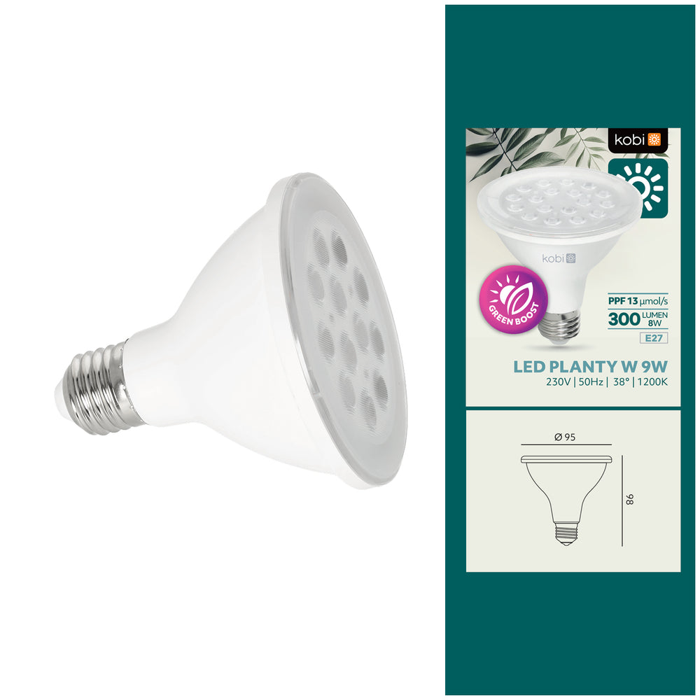 LED grow bulb LED PLANTY W E27 9W E27 1200K White Kobi Design