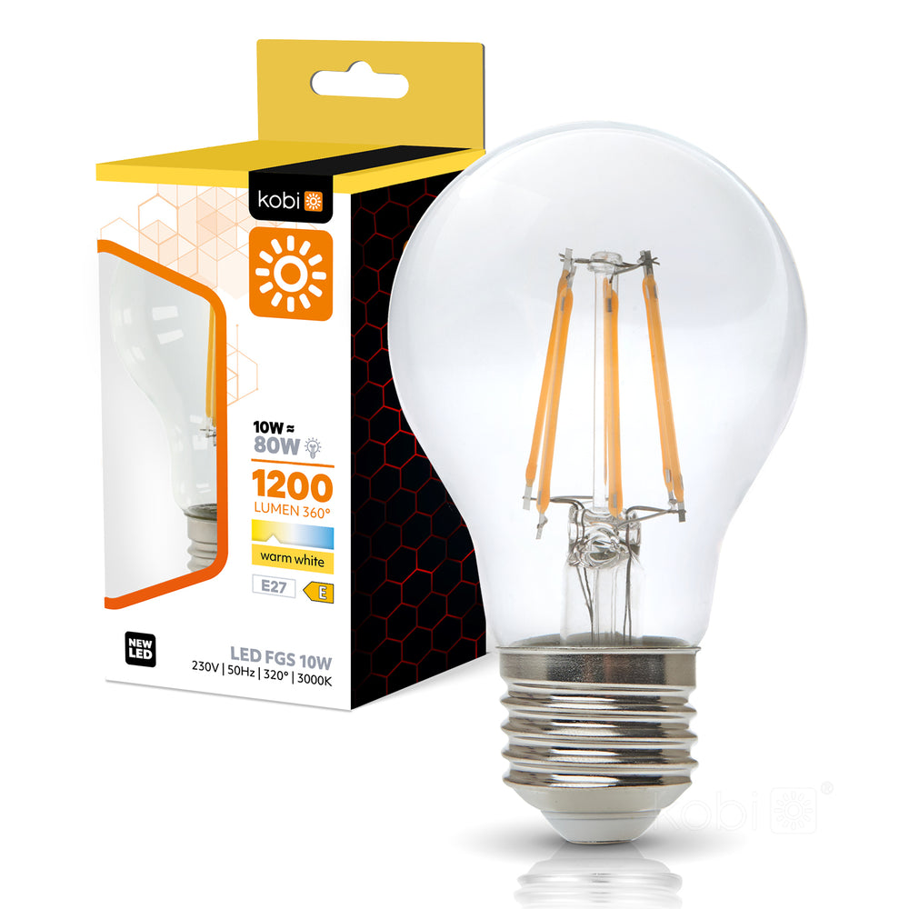 LED filament bulb FGS 10W E27 3000K Kobi