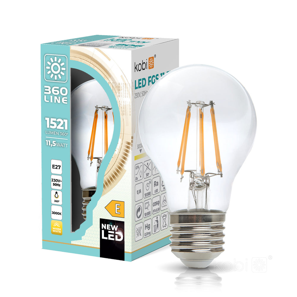 LED filament bulb FGS 11,5W E27 3000K Kobi 360 Line