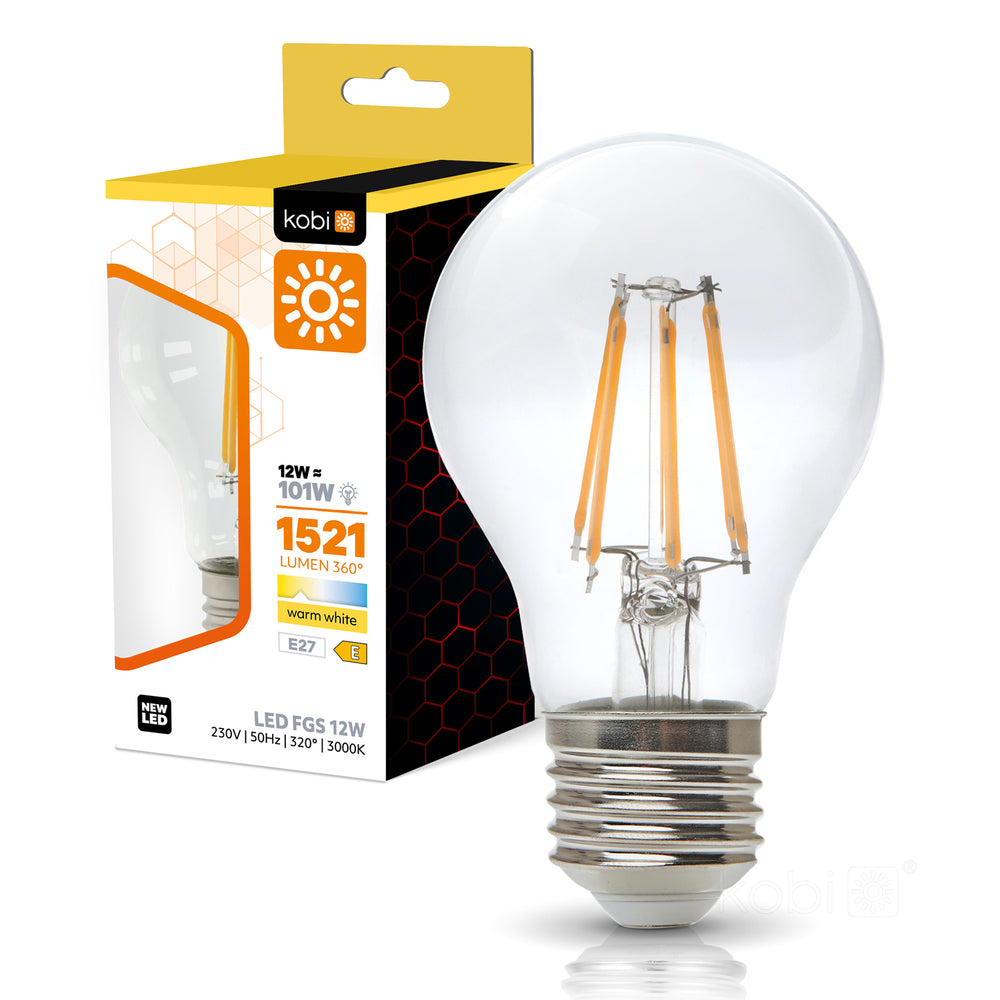 LED filament bulb FGS 12W E27 3000K Kobi