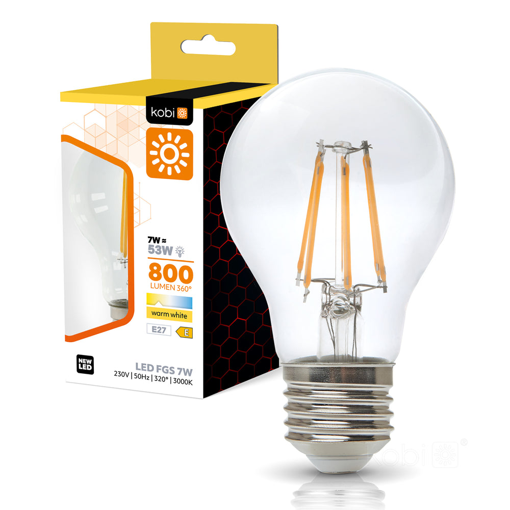 LED filament bulb FGS 7W E27 3000K Kobi