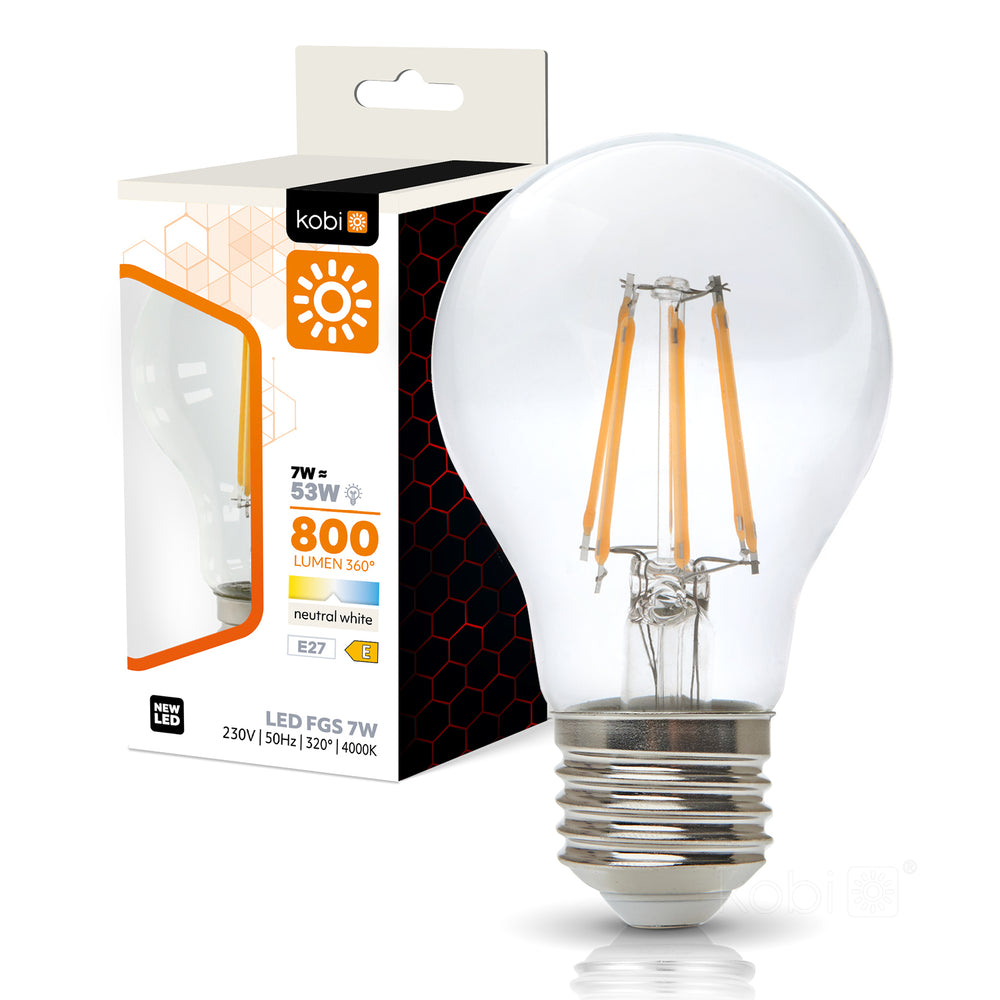 LED filament bulb FGS 7W E27 4000K Kobi