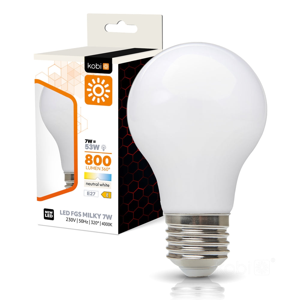 LED filament bulb FGS 7W E27 4000K milky Kobi