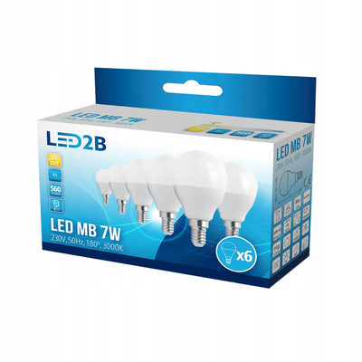 LED bulb MB 7W E14 3000K 6-pack LED2B