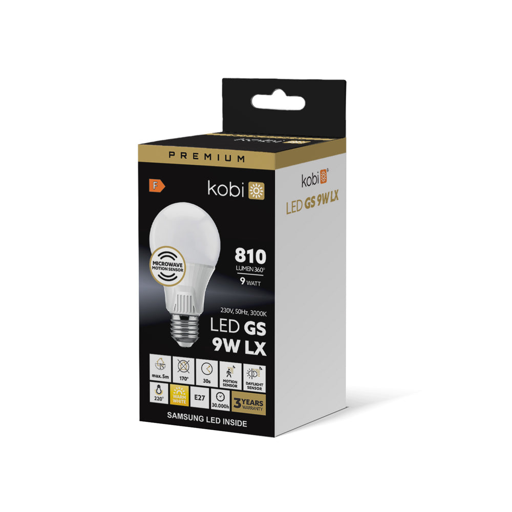 LED bulb with motion sensor GS 9W E27 3000K LX Kobi Premium