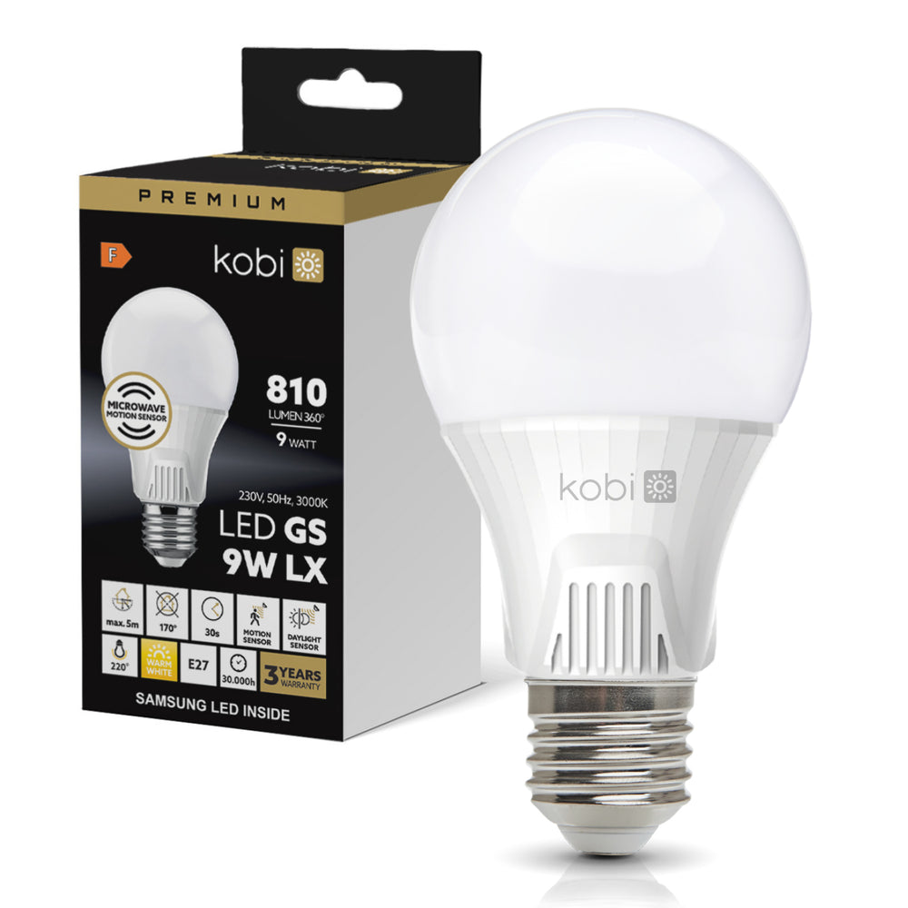 LED bulb with motion sensor GS 9W E27 3000K LX Kobi Premium