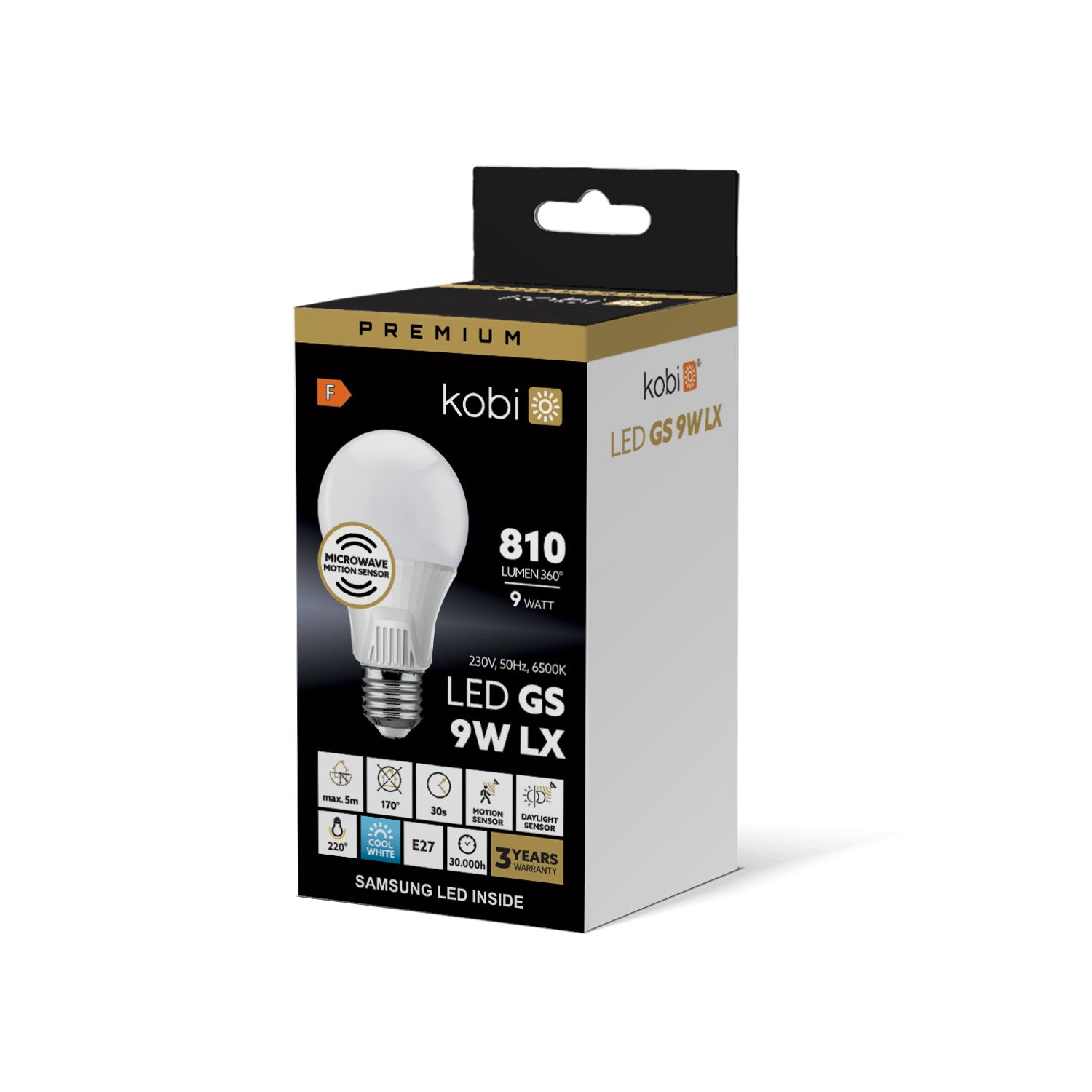 LED bulb with motion sensor GS 9W E27 6500K LX Kobi Premium