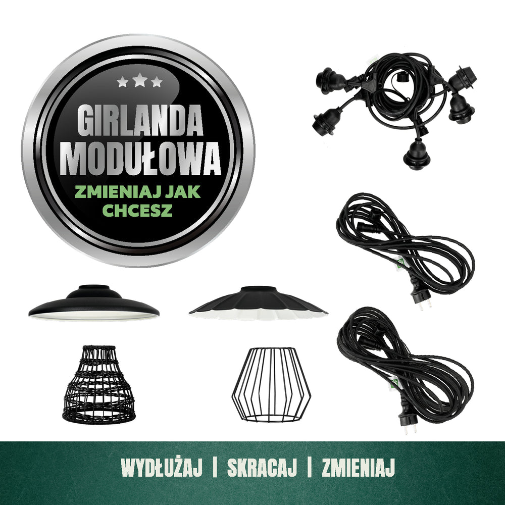 SET CRETE Garland 10m + cable 10m + 10x lampshade M1