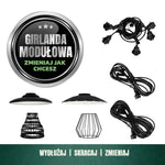 SET CRETE Garland 10m + cable 10m + 10x lampshade M1