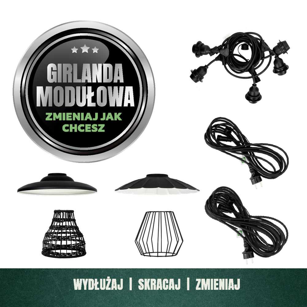 SET CRETE Garland 10m + cable 10m + 10x lampshade M2
