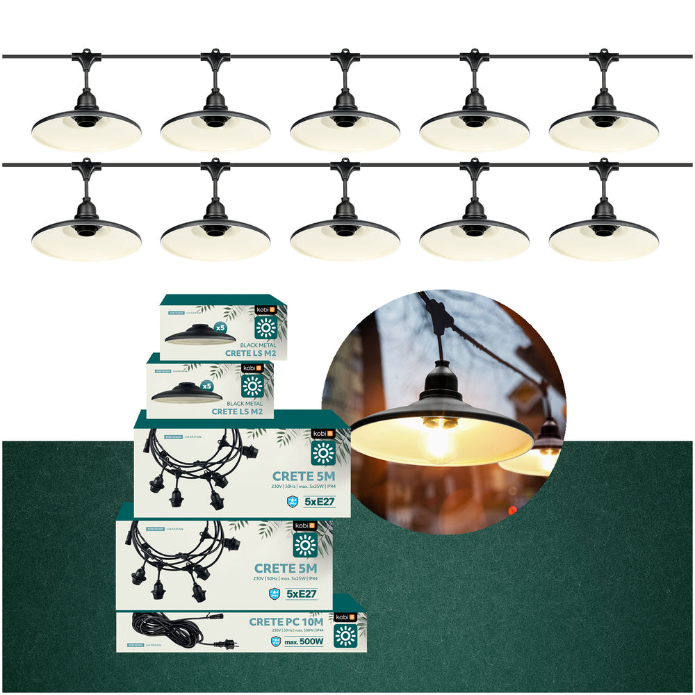 SET CRETE Garland 10m + cable 10m + 10x lampshade M2