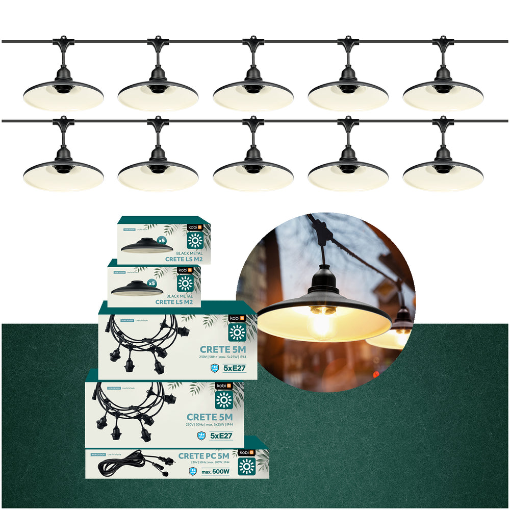 SET CRETE Garland 10m + cable 5m + 10x lampshde M2