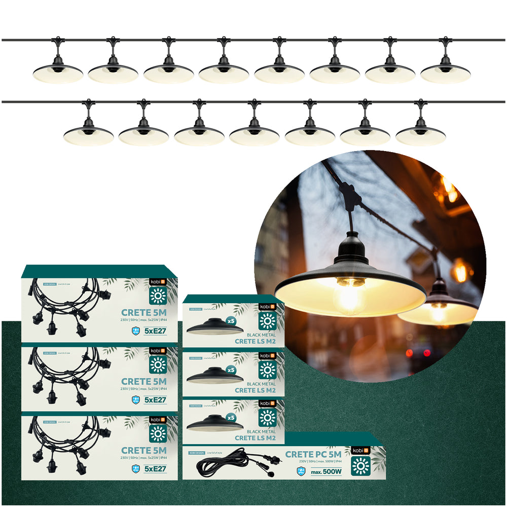 SET CRETE Garland 15m cable 5m + 15x lampshade M2