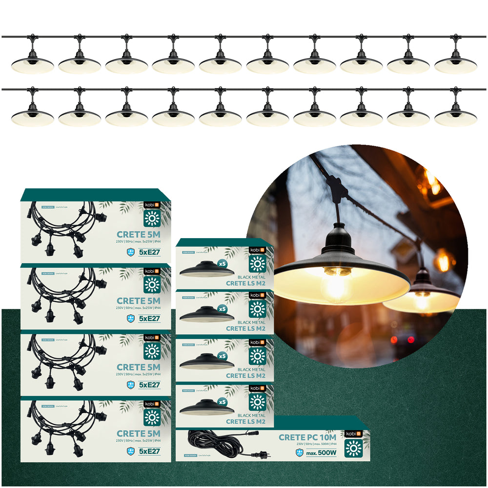 SET CRETE Garland 20m + cable 10m + 20x lampshade M2