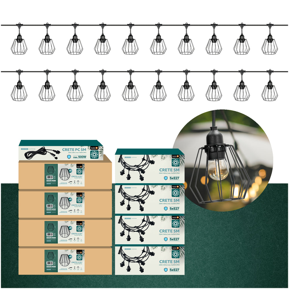 SET CRETE Garland 20m + cable 5m + 20x lampshade D1