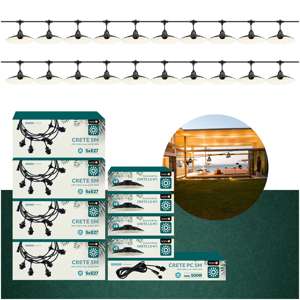 SET CRETE Garland 20m + cable 5m + 20x lampshade M1