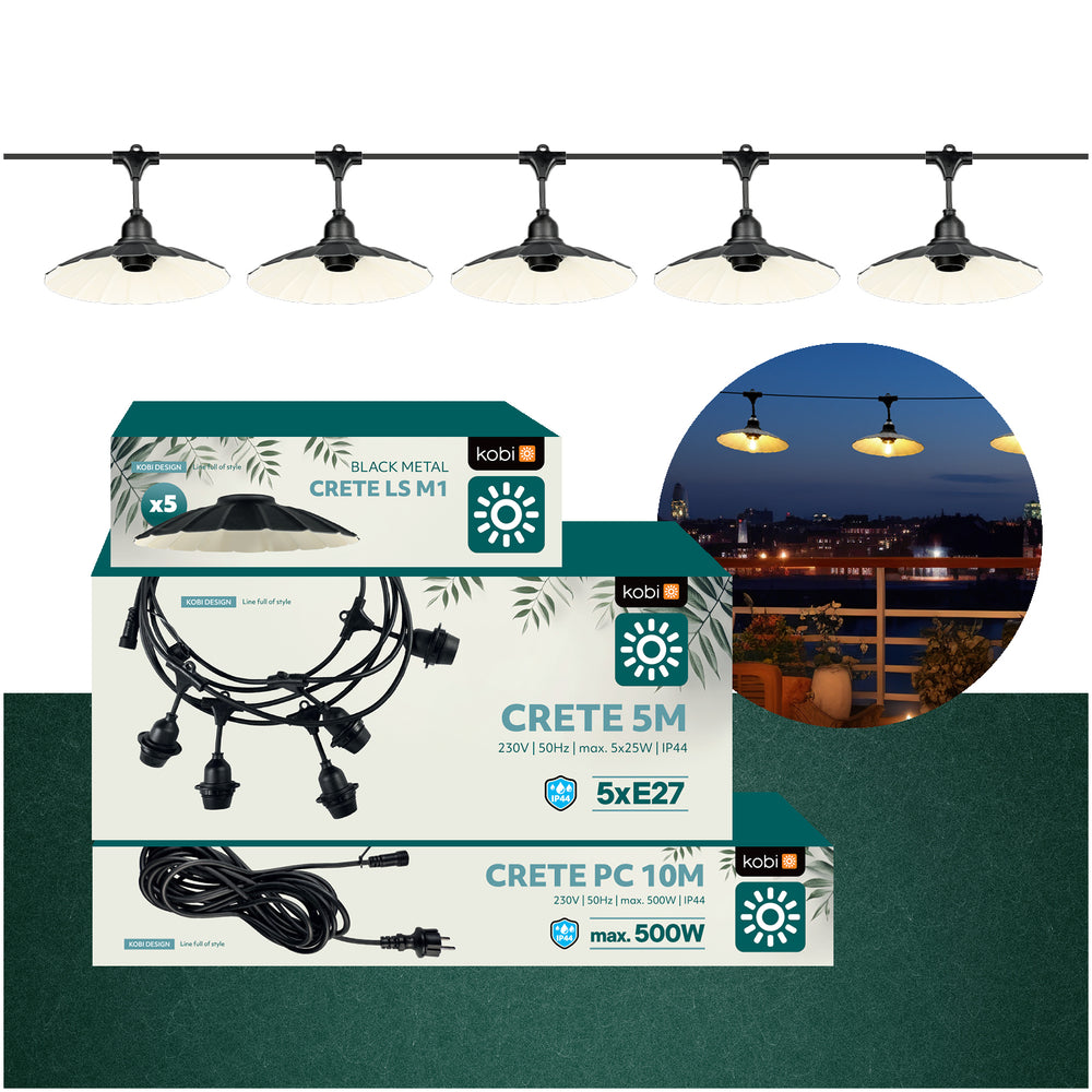 SET CRETE Garland 5m + cable 10m + 5x lampshade M1