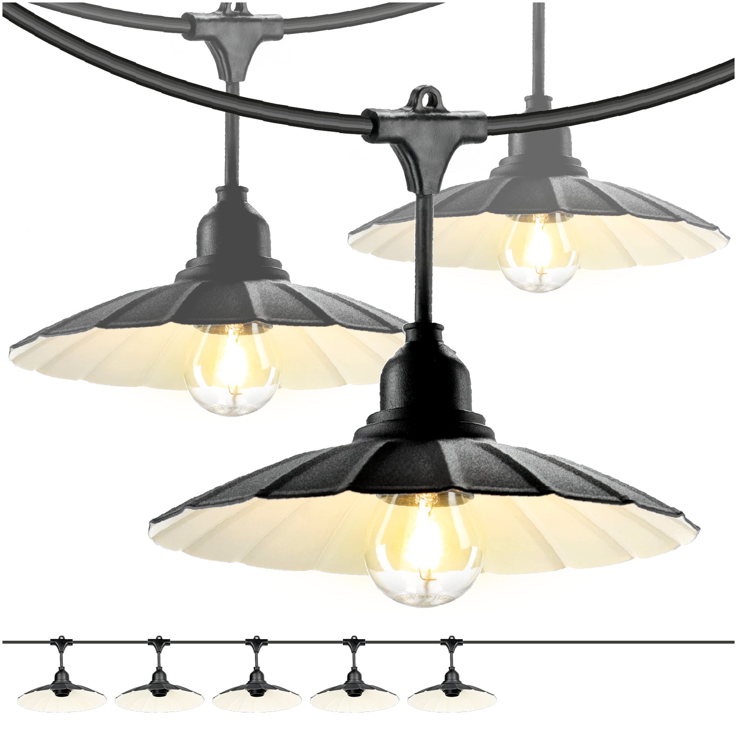 SET CRETE Garland 5m + cable 10m + 5x lampshade M1