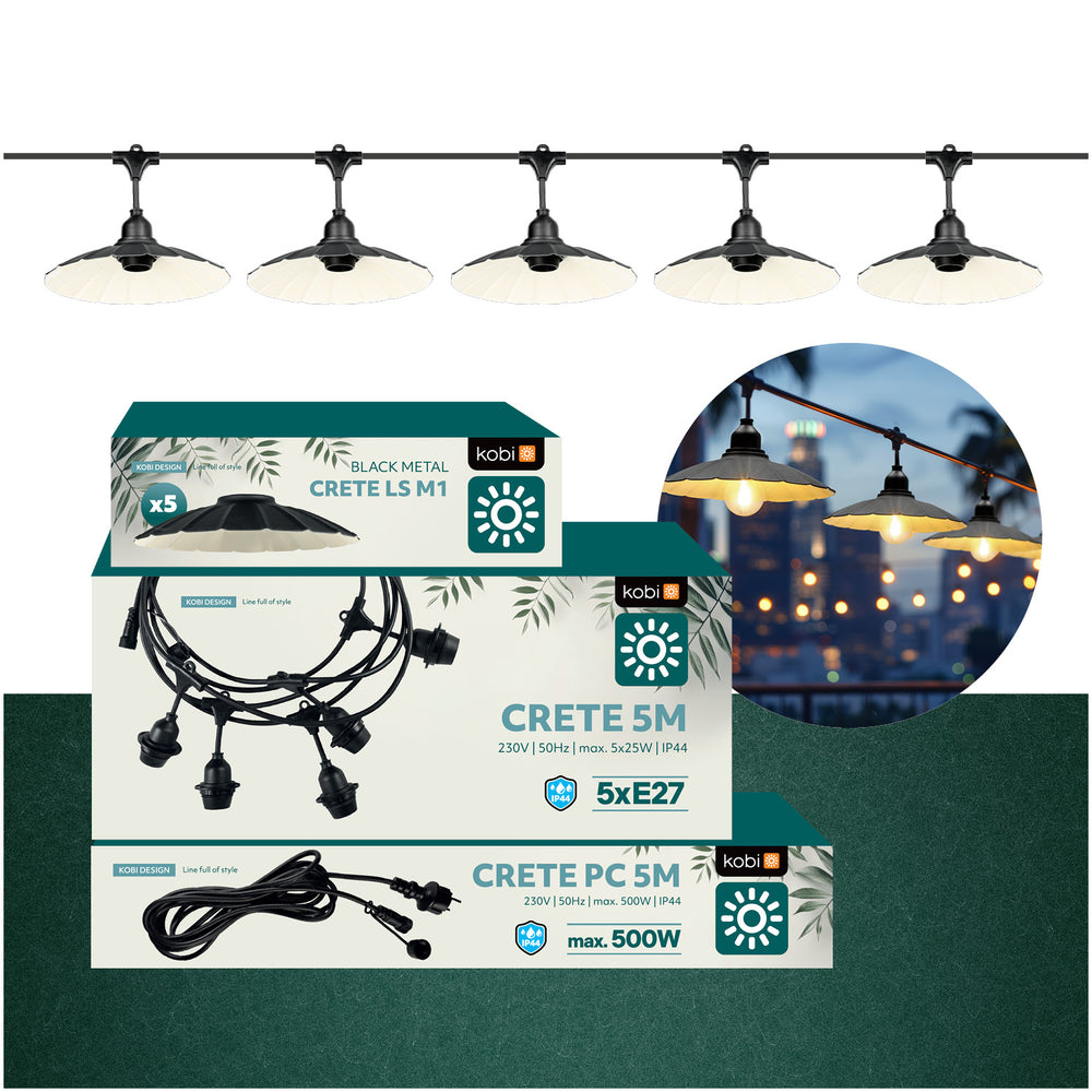 SET CRETE Garland 5m + cable 5m + 5x lampshade M1