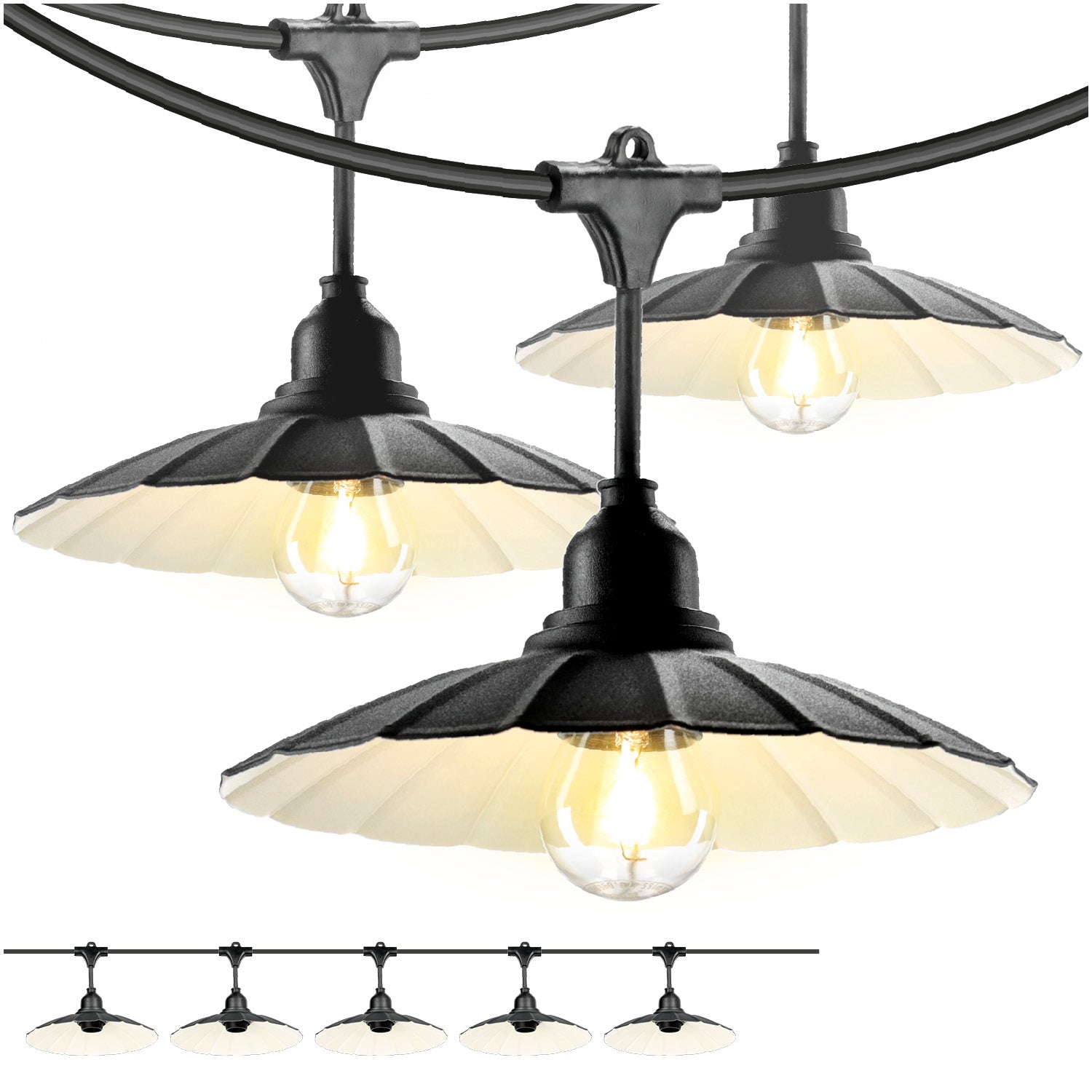 SET CRETE Garland 5m + cable 5m + 5x lampshade M1