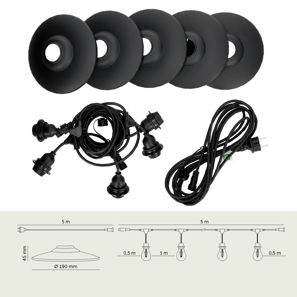 SET CRETE Garland 5m + cable 5m + 5x lampshade M2