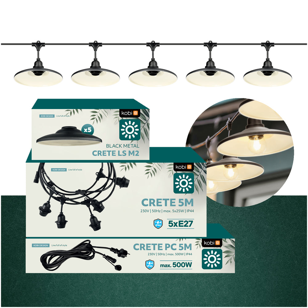 SET CRETE Garland 5m + cable 5m + 5x lampshade M2