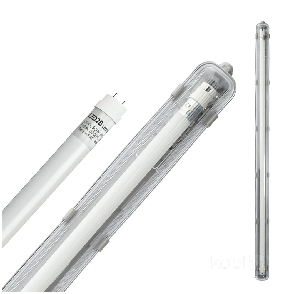 Set HERMETIC 1x120 + LED T8 18W 4000K IP65 Kobi