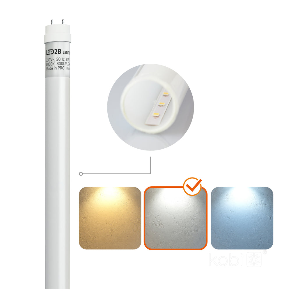Set HERMETIC 1x120 + LED T8 18W 4000K IP65 Kobi