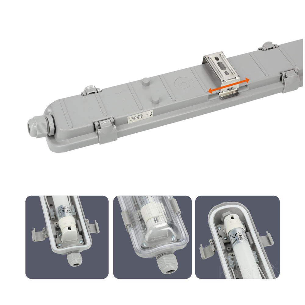 Set HERMETIC 1x120 + LED T8 18W 4000K IP65 Kobi