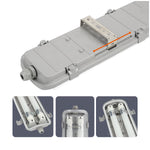Set HERMETIC 2x120 + LED T8 18W 6500K IP65 Kobi