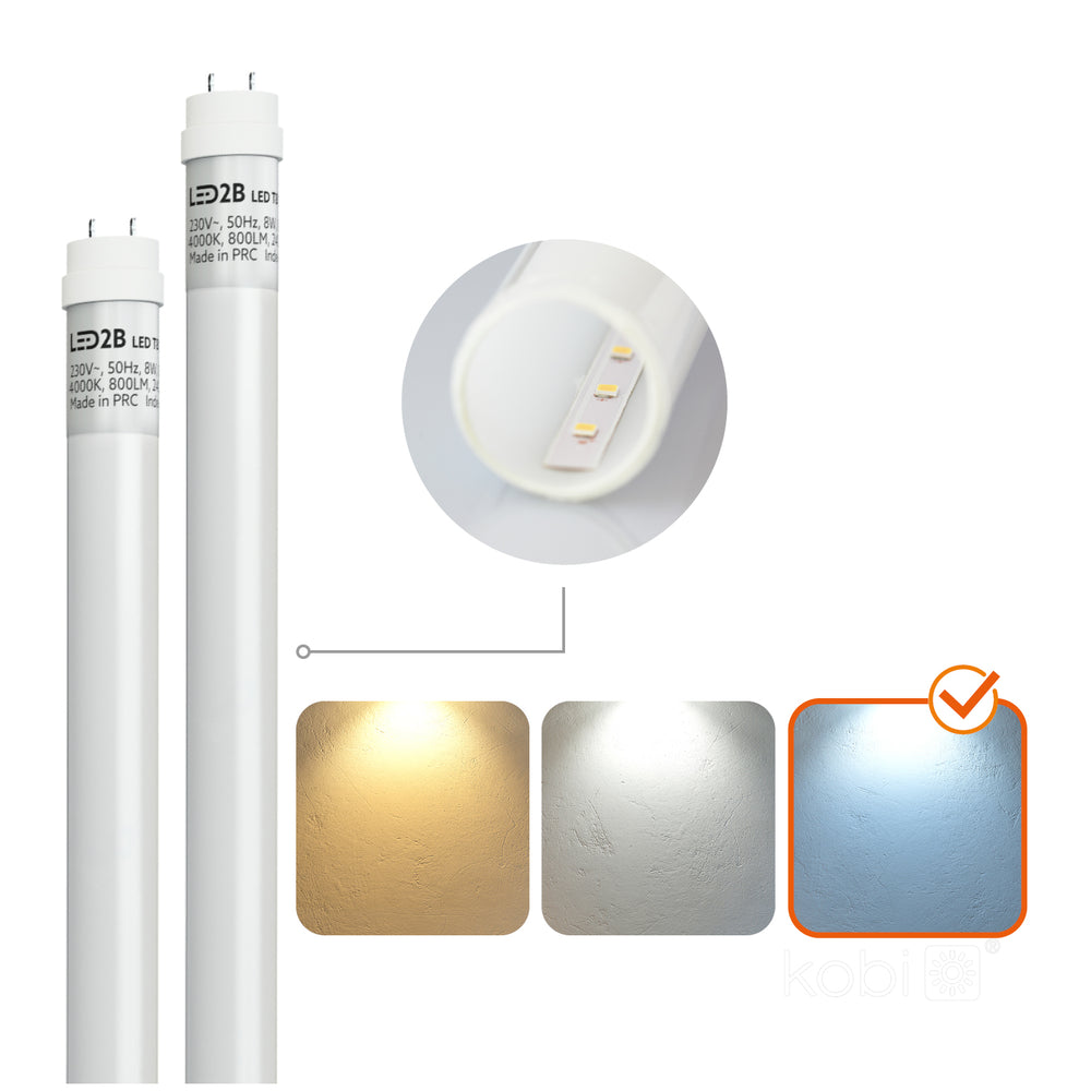 Set HERMETIC 2x120 + LED T8 18W 6500K IP65 Kobi