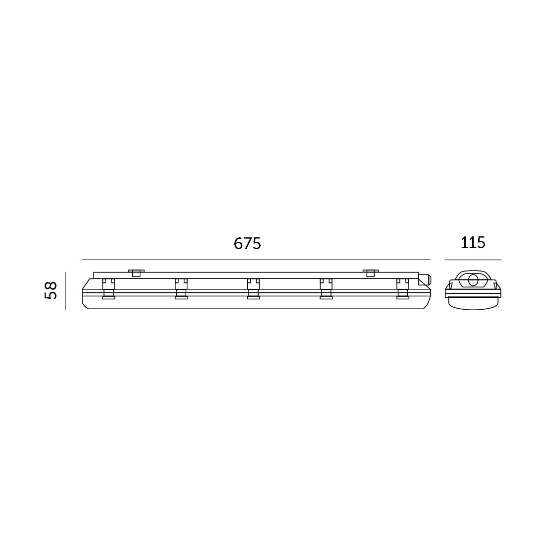 Set HERMETIC 2x60 + LED T8 9W 4000K IP65 Kobi