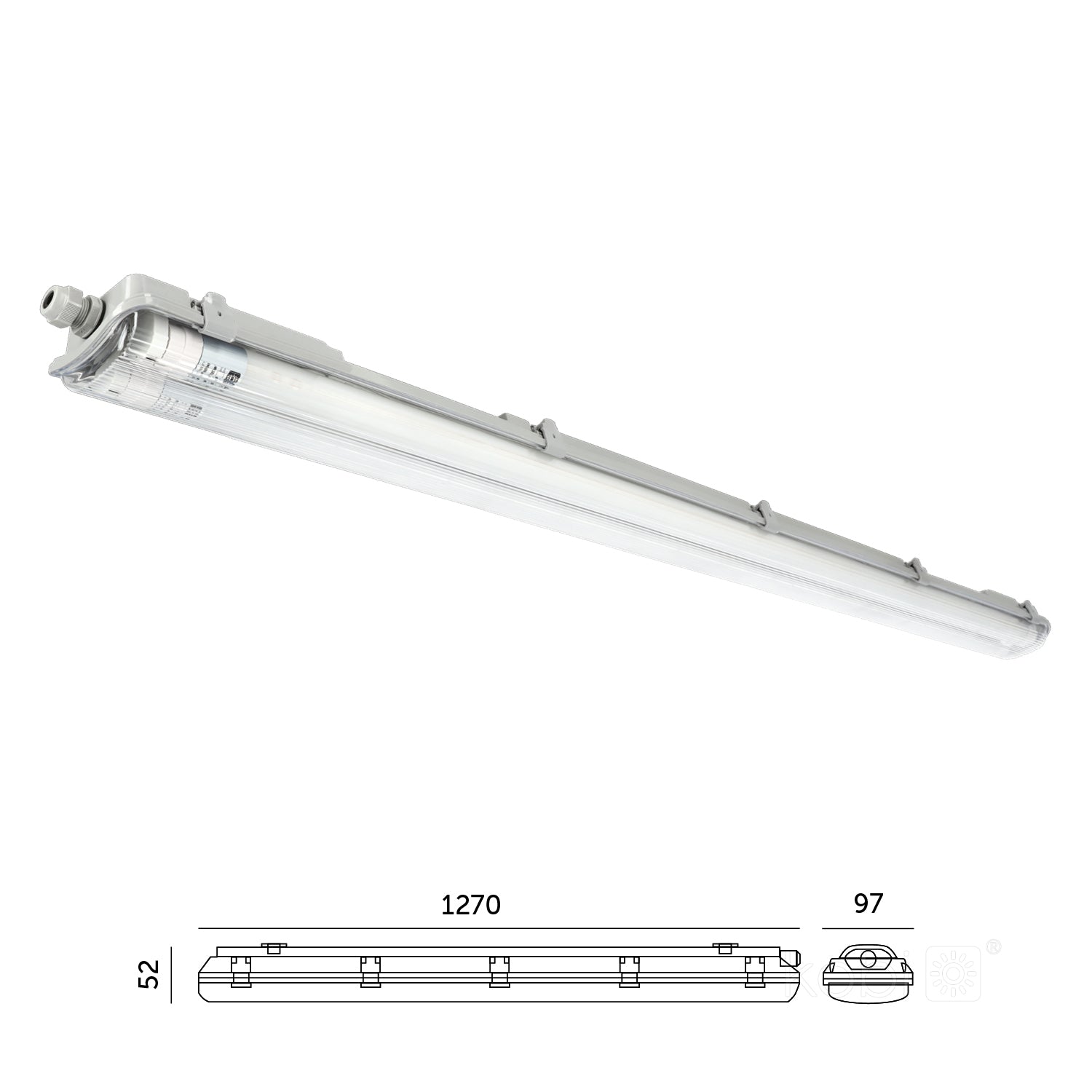 HERMETIC G2 SET + 2x LED T8 18W 120cm 4000K KOBI