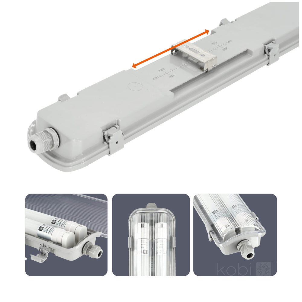 Waterproof set HERMETIC G2 2x60 + 2x LED T8 9W 4000K IP65 Kobi