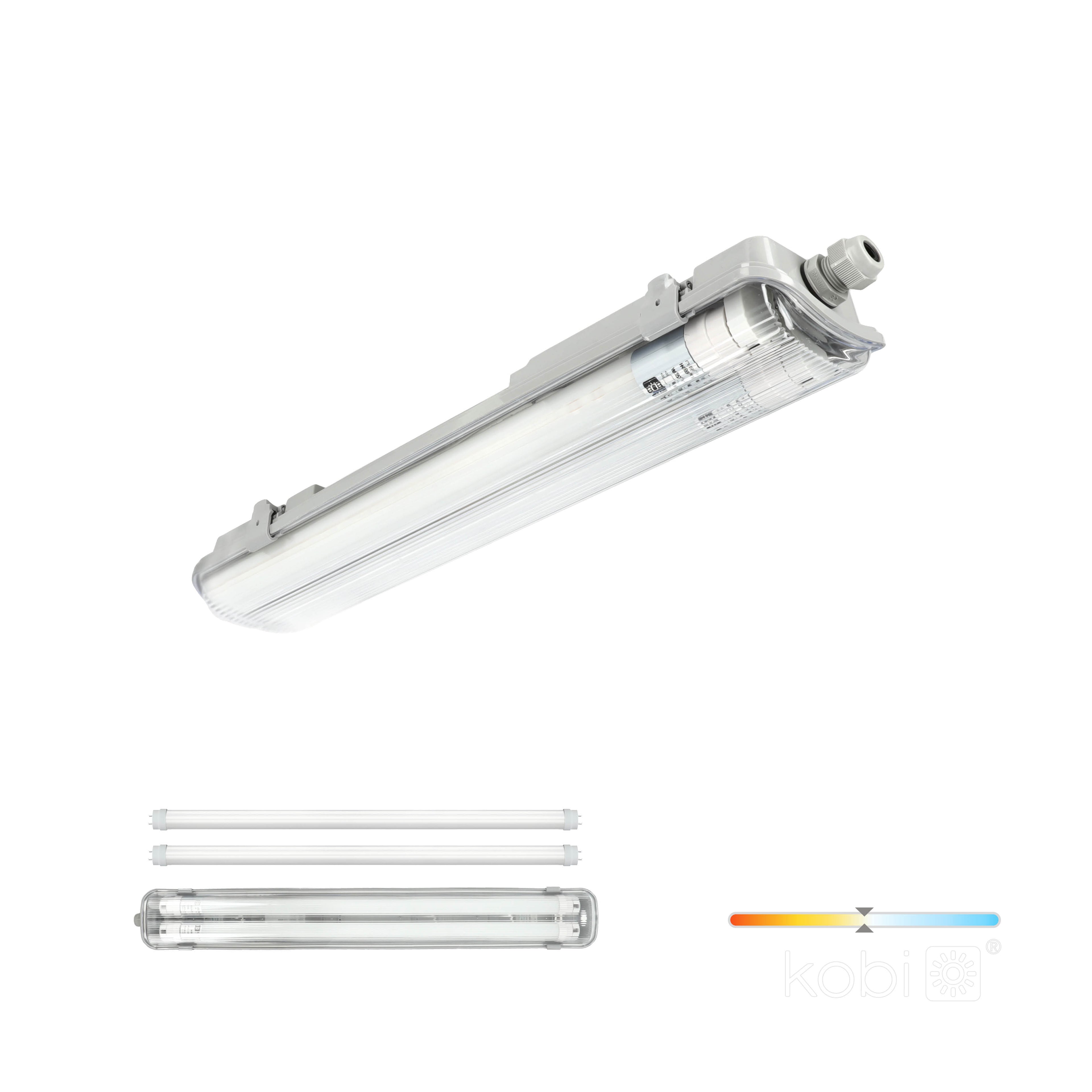 Waterproof set HERMETIC G2 2x60 + 2x LED T8 9W 4000K IP65 Kobi