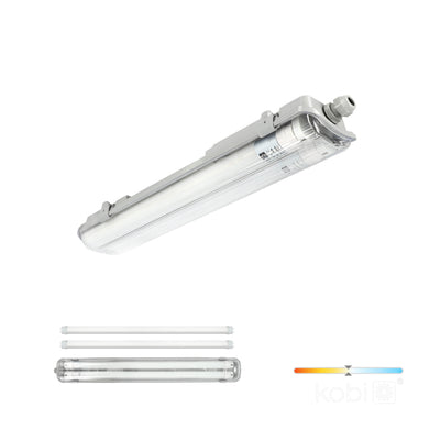 Waterproof set HERMETIC G2 2x60 + 2x LED T8 9W 4000K IP65 Kobi