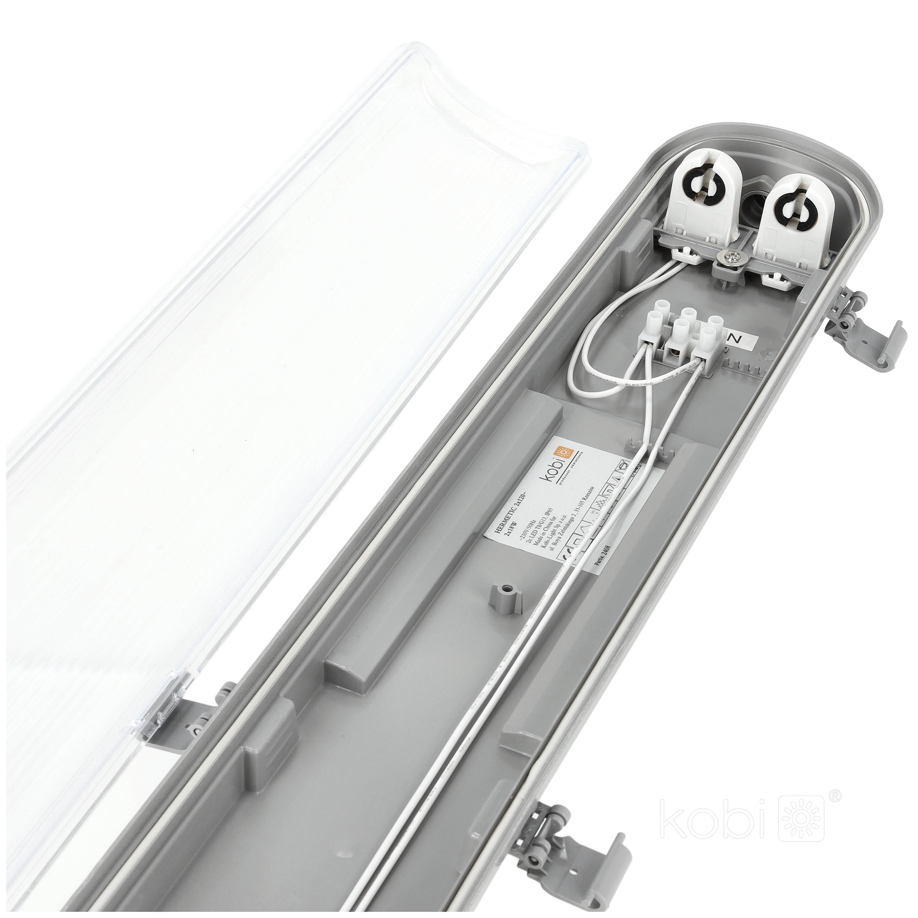 Waterproof set HERMETIC G2 2x60 + 2x LED T8 9W 4000K IP65 Kobi